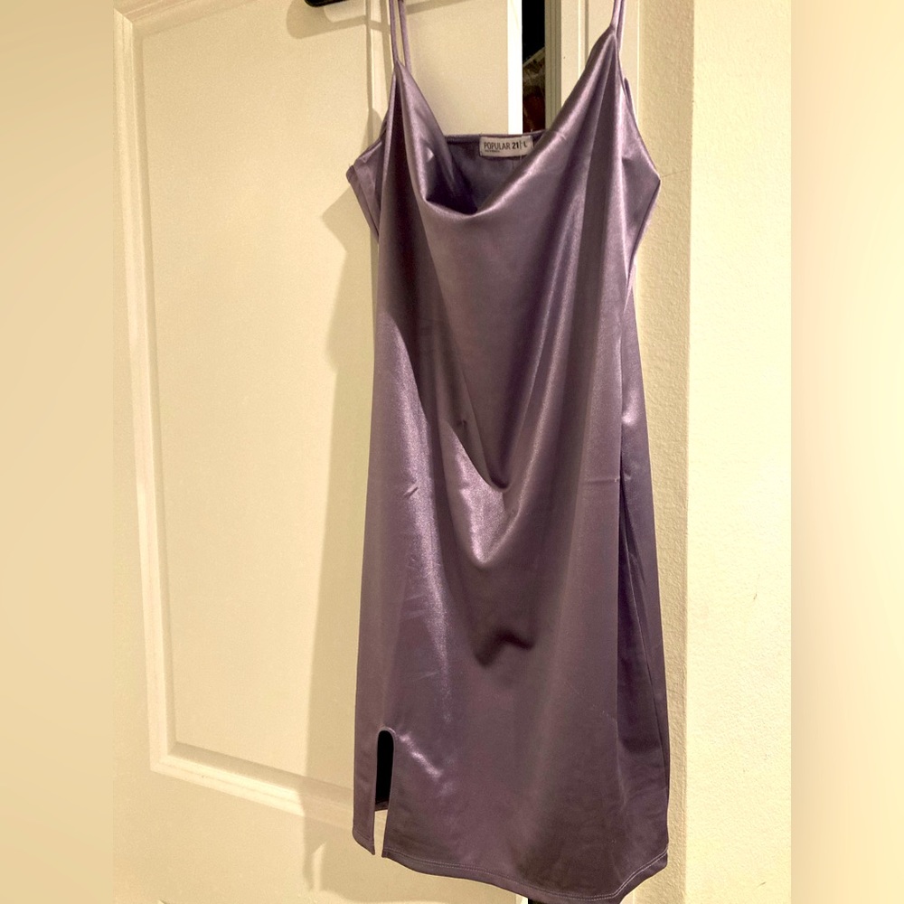 Purple metallic mini dress